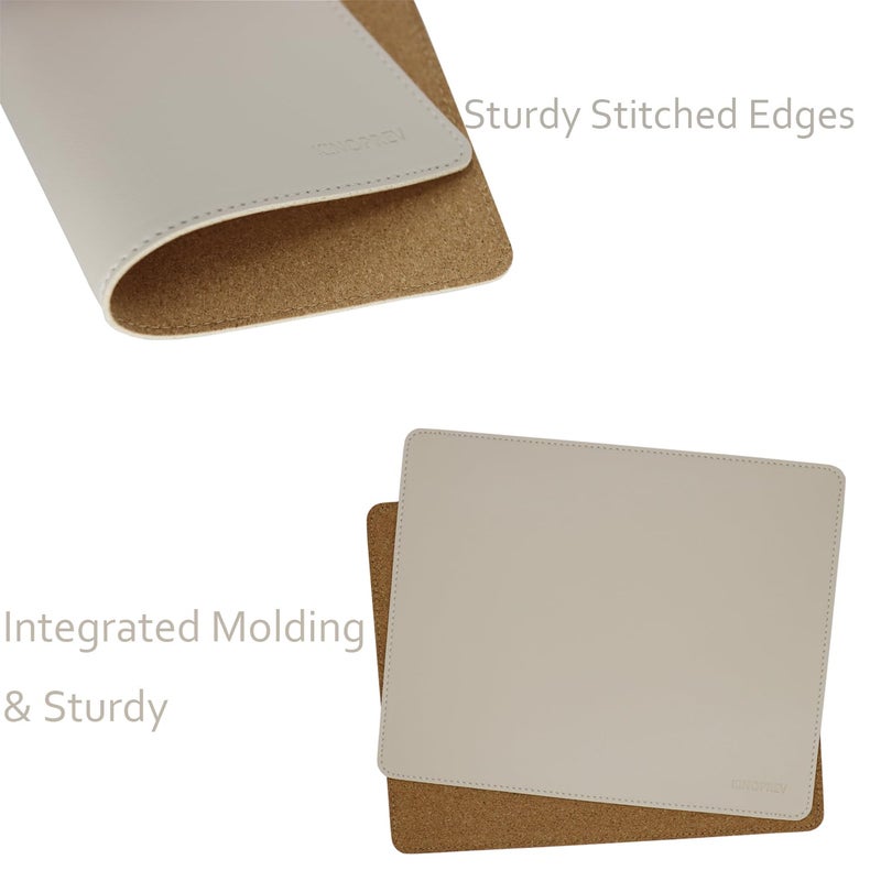 KINOPREV Leather Mouse Pad - Wood Mouse Pads with Stitched Edge PU Non-Slip Mouse Mat Double Side Mousepad Waterproof Gaming Mouse Pad for Desk Laptop Office & Home 10.2"" x 8.3"" 1 Pack (Beige) - Image 5